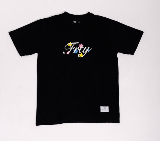 Flowers Black Tee