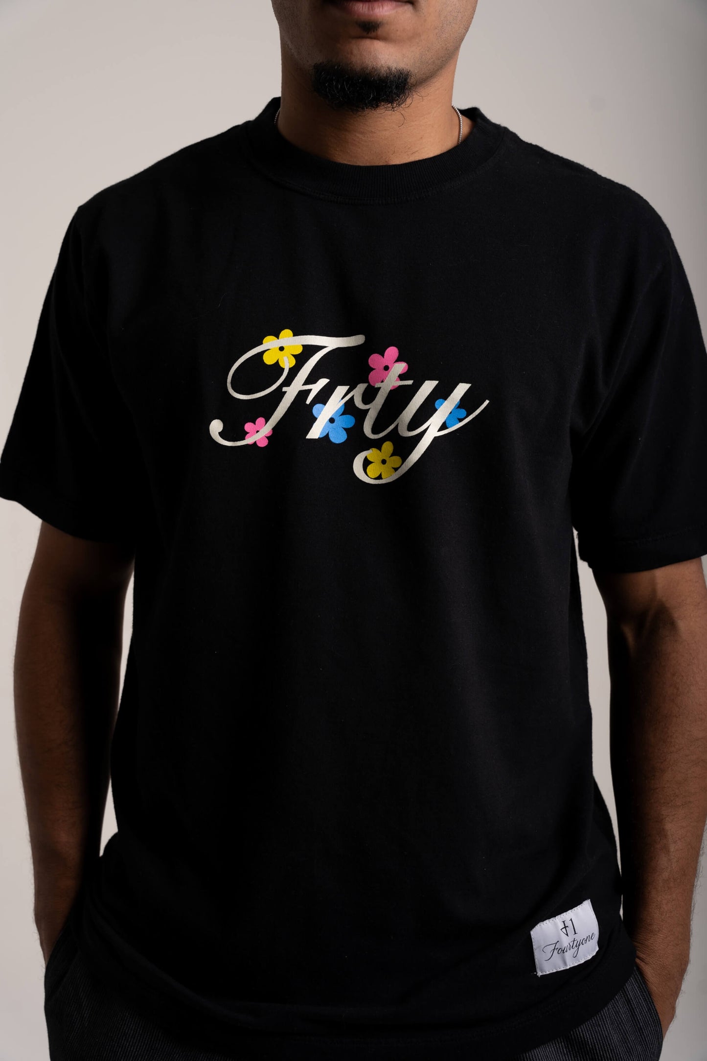 Flowers Black Tee